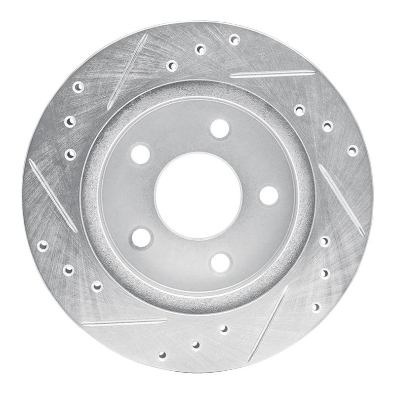 R1 Concepts R1 93-98 Ford Thunderbird Rear Right Drilled & Slotted Silver Brake Rotor