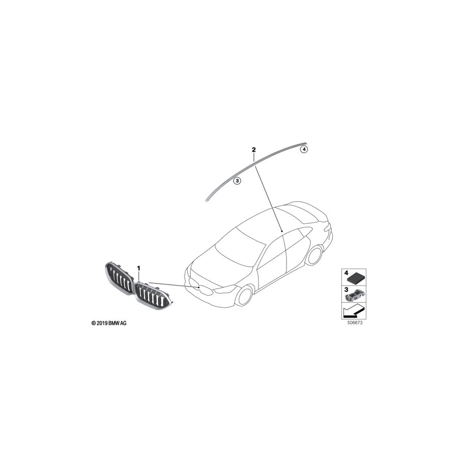 Genuine BMW 51137224104 F44 Roof Molding Prime-Coated Right (Inc. M235iX, 228iX & 218i) | ML Performance US Car Parts