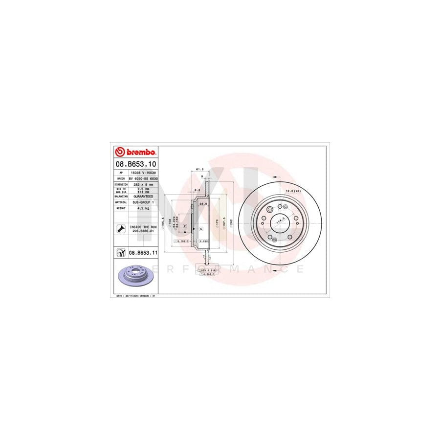 BREMBO 08.B653.10 Brake Disc Solid, with bolts/screws | ML Performance Car Parts