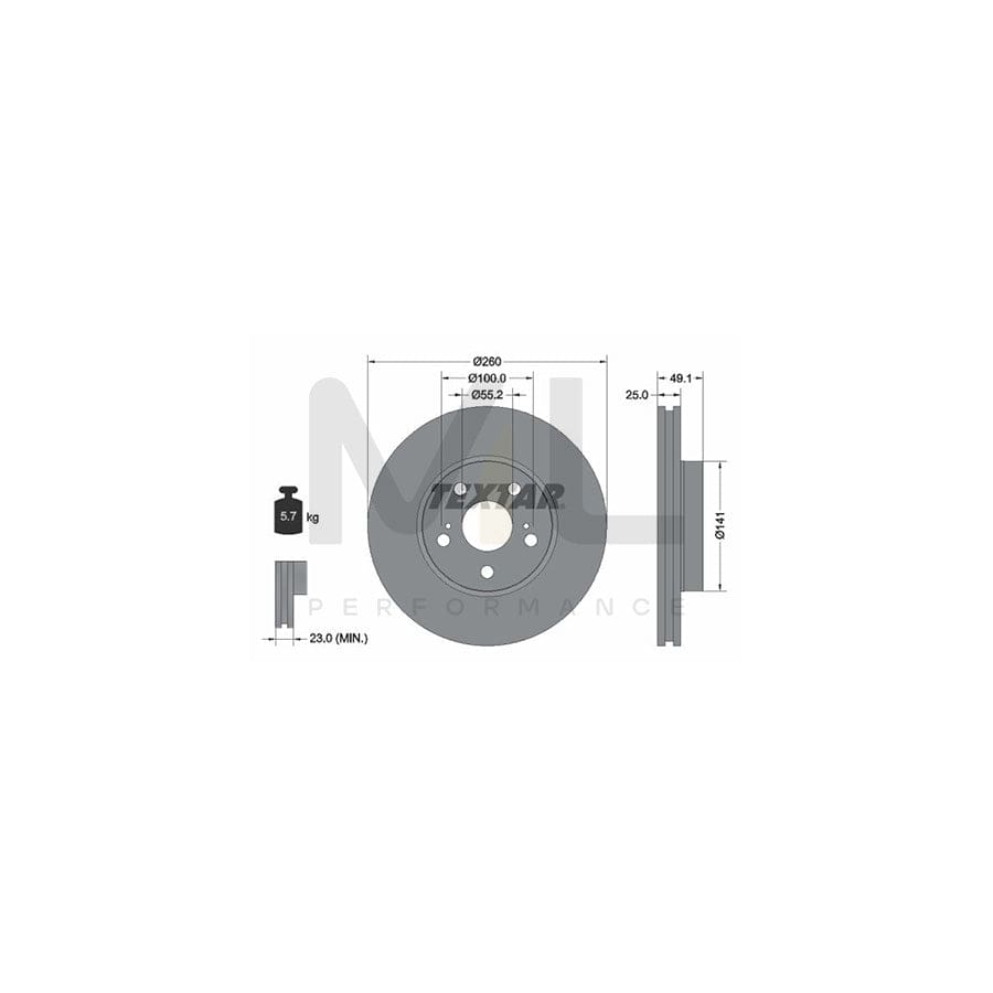 TEXTAR PRO 92096903 Brake Disc for TOYOTA AVENSIS Internally Vented, Coated, without wheel hub, without wheel studs | ML Performance Car Parts