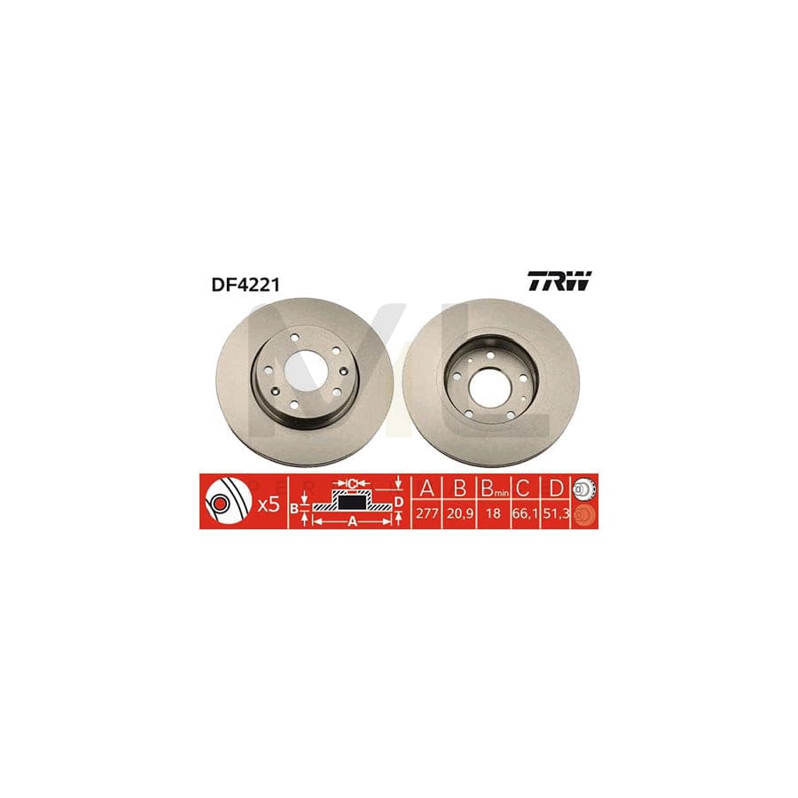 TRW DF4221 Brake Disc for LAND ROVER FREELANDER Vented, Painted | ML Performance Car Parts