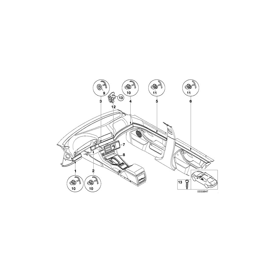 Genuine BMW 51458221561 E39 Left Finisher Bracket (Inc. 525tds, 525d & 520i) | ML Performance US Car Parts