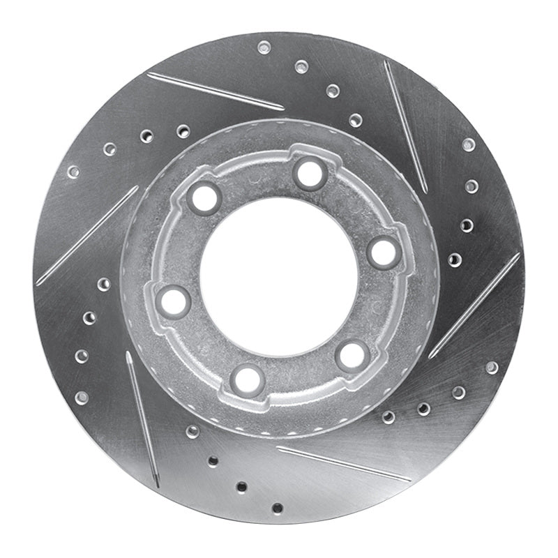 R1 Concepts R1 71-91 Chevrolet V10 & V1500 Suburban Front Left Drilled & Slotted Silver Brake Rotor
