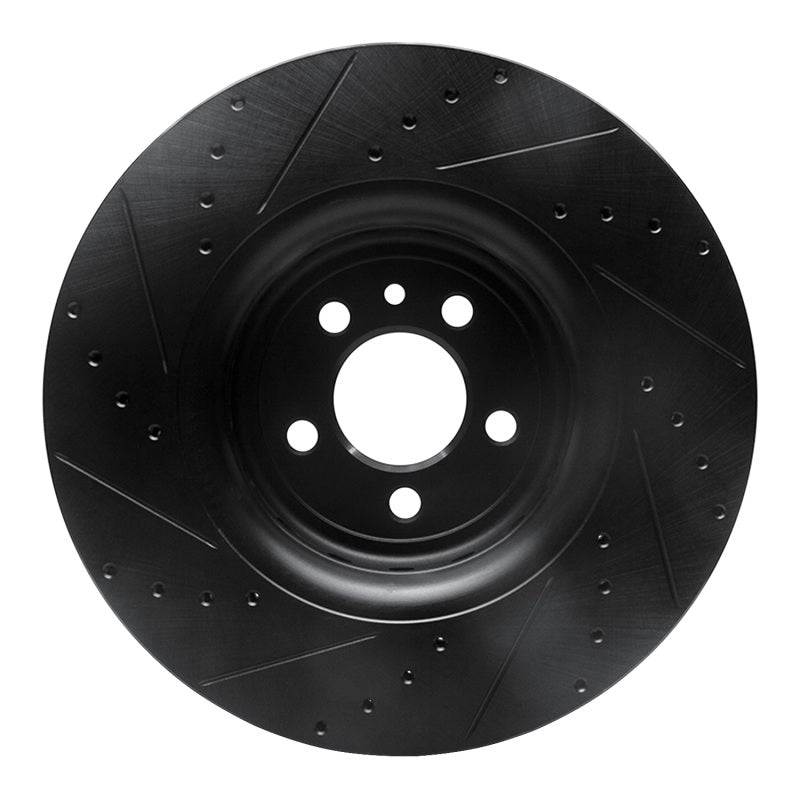 R1 Concepts R1 14-23 Dodge Charger Front Right Drilled & Slotted Black Brake Rotor
