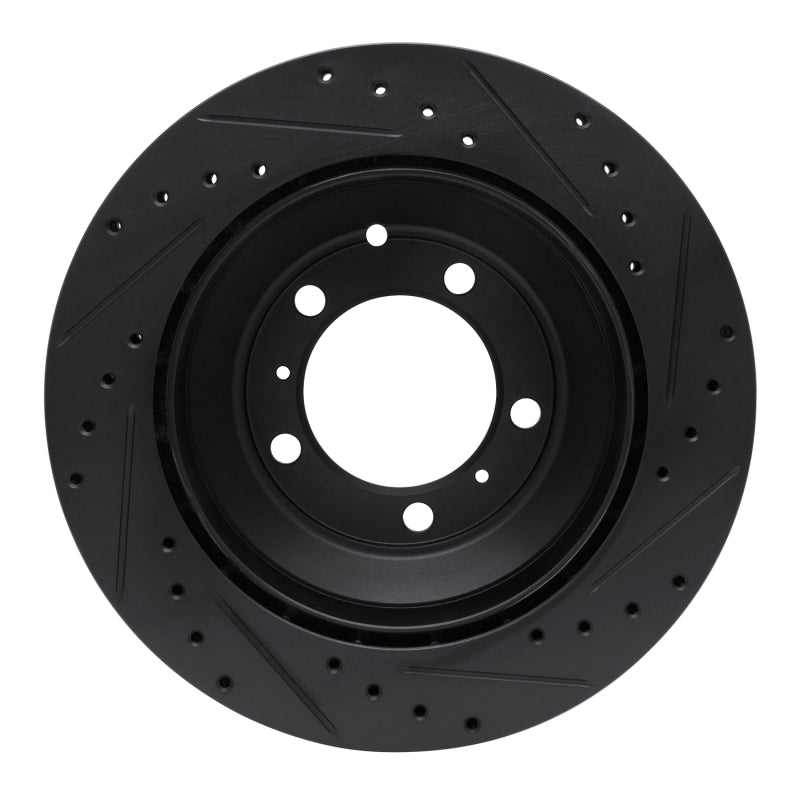 R1 Concepts R1 -23 Porsche Cayenne Rear Left Drilled & Slotted Black Brake Rotor