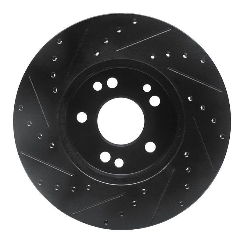 R1 Concepts R1 90-95 Mercedes-Benz 300CE Front Right Drilled & Slotted Black Brake Rotor
