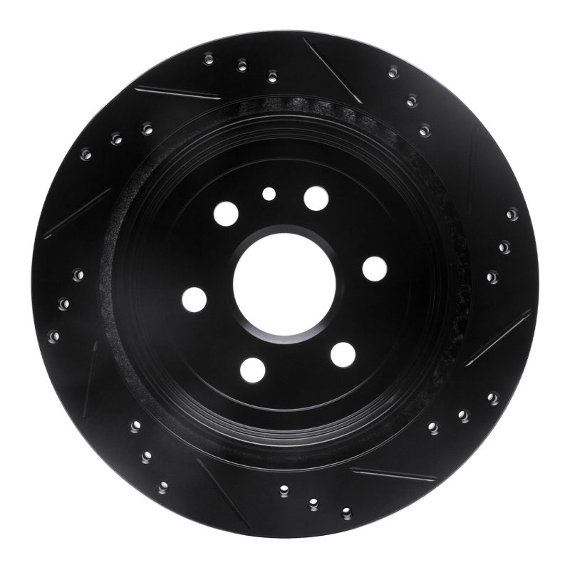 R1 Concepts R1 10-16 Cadillac SRX Rear Left Drilled & Slotted Black Brake Rotor