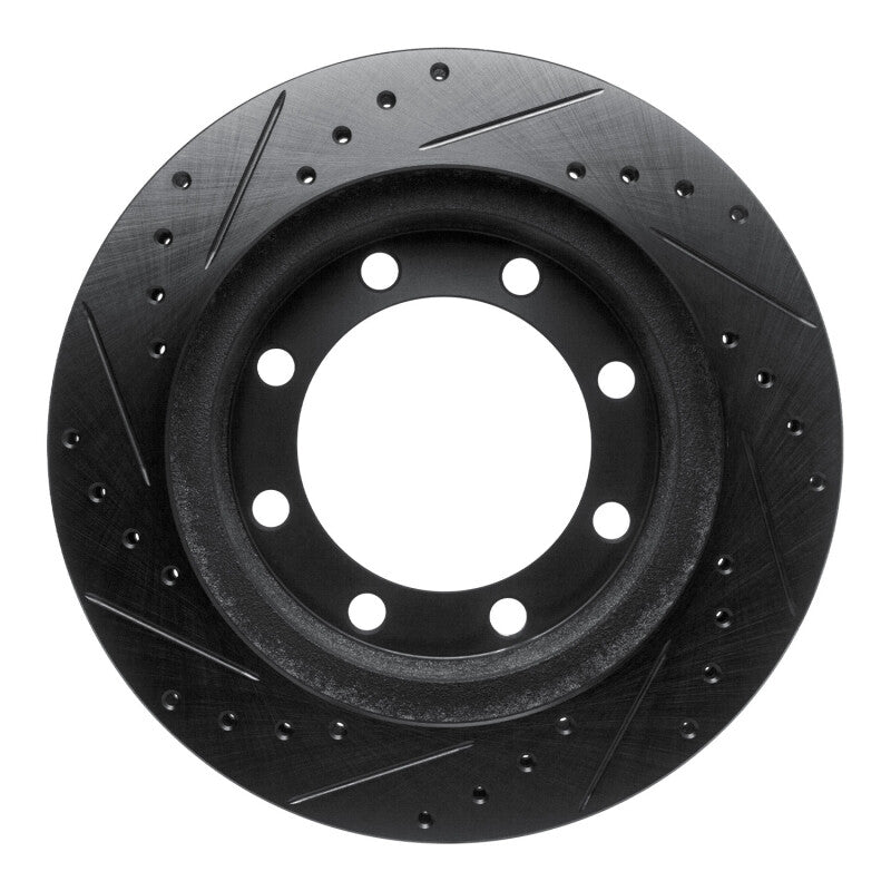R1 Concepts R1 95-99 Ford F-350 4WD (Excl Super Duty) Front Right Drilled & Slotted Black Brake Rotor