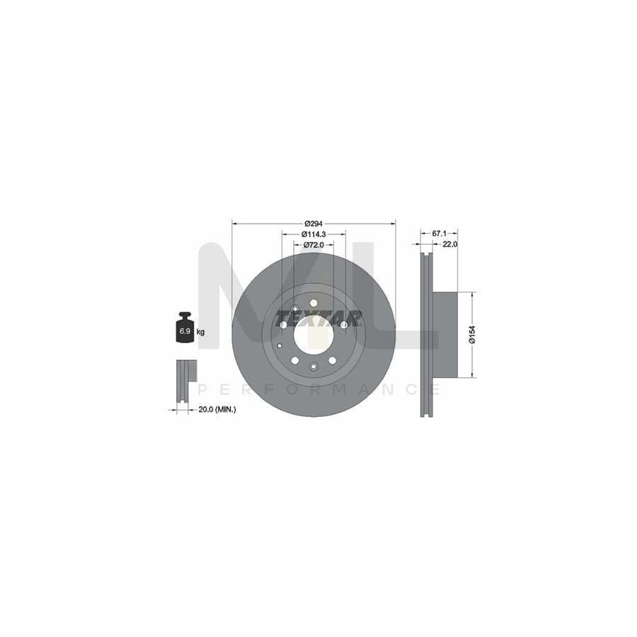 TEXTAR 92079500 Brake Disc for MAZDA RX-7 III (FD) Internally Vented, without wheel hub, without wheel studs | ML Performance Car Parts