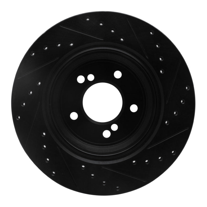 R1 Concepts R1 00-06 BMW M5 Rear Left Drilled & Slotted Black Brake Rotor