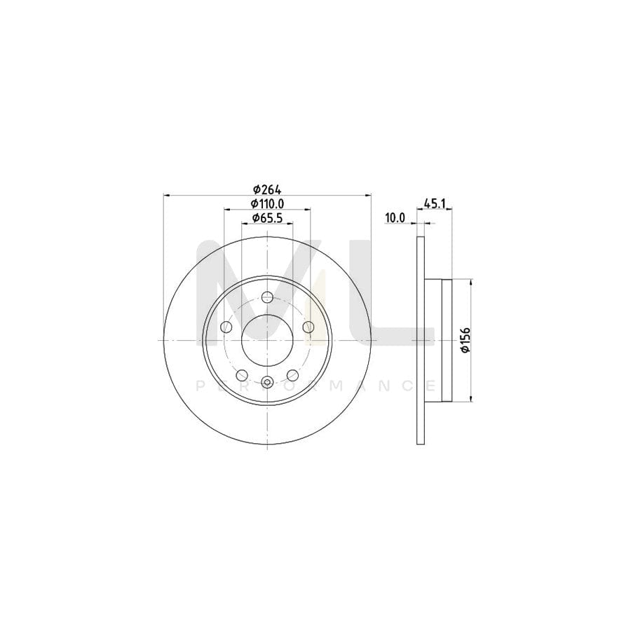 HELLA PRO 8DD 355 122-821 Brake Disc Solid, Coated, without wheel hub, without wheel studs