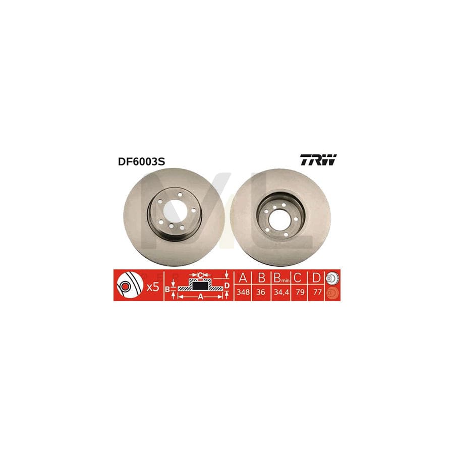 TRW DF6003S Brake Disc Two-piece brake disc, Vented, High-carbon | ML Performance Car Parts
