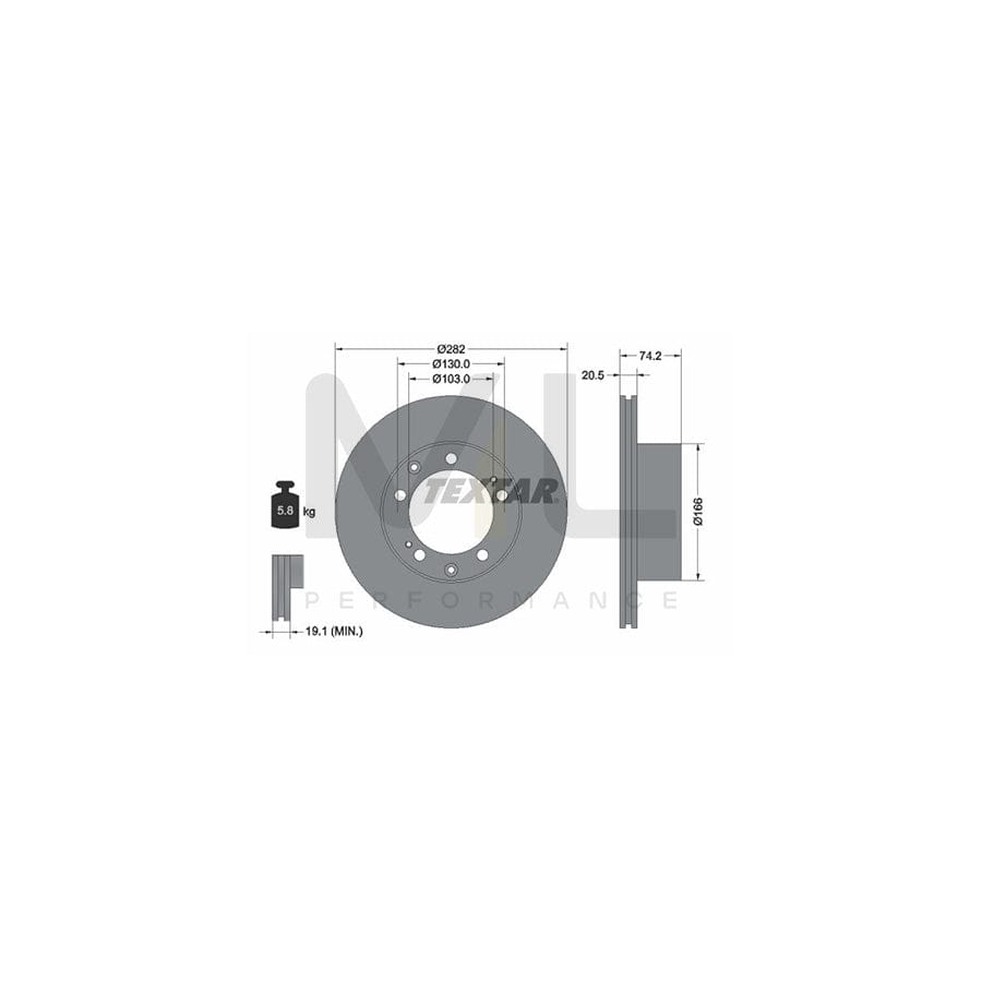 TEXTAR 92040000 Brake Disc for PORSCHE 944 Coupe Internally Vented, without wheel hub, without wheel studs | ML Performance Car Parts