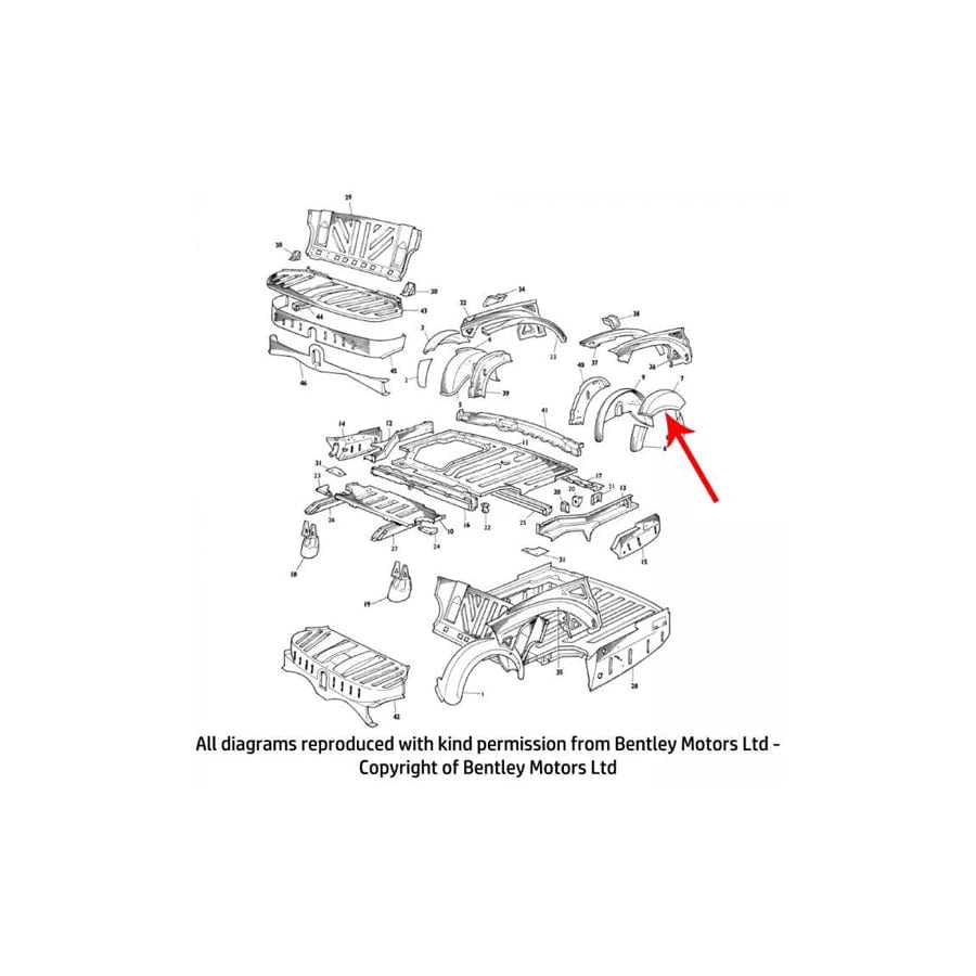 GENUINE Rolls-Royce & Bentley 133100103 LEFT HAND REAR CENTRE WHEEL ARCH PANEL