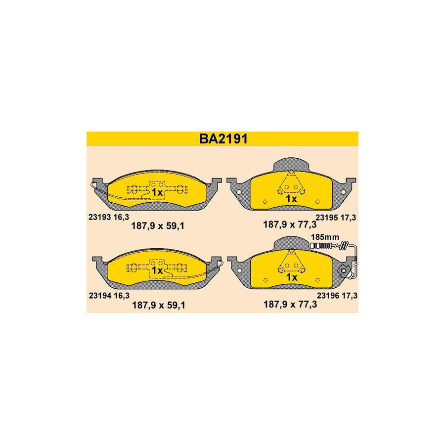 Barum Ba2191 Brake Pad Set Suitable for Mercedes-Benz ML-Class (W163)
