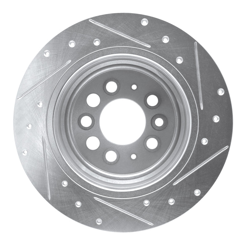 R1 Concepts R1 67-74 Volvo 142 Rear Left Drilled & Slotted Silver Brake Rotor