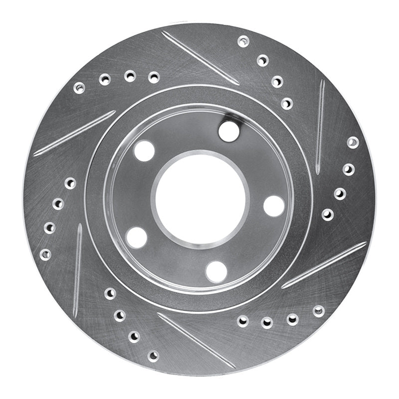 R1 Concepts R1 00-02 Audi S4 Rear Left Drilled & Slotted Silver Brake Rotor