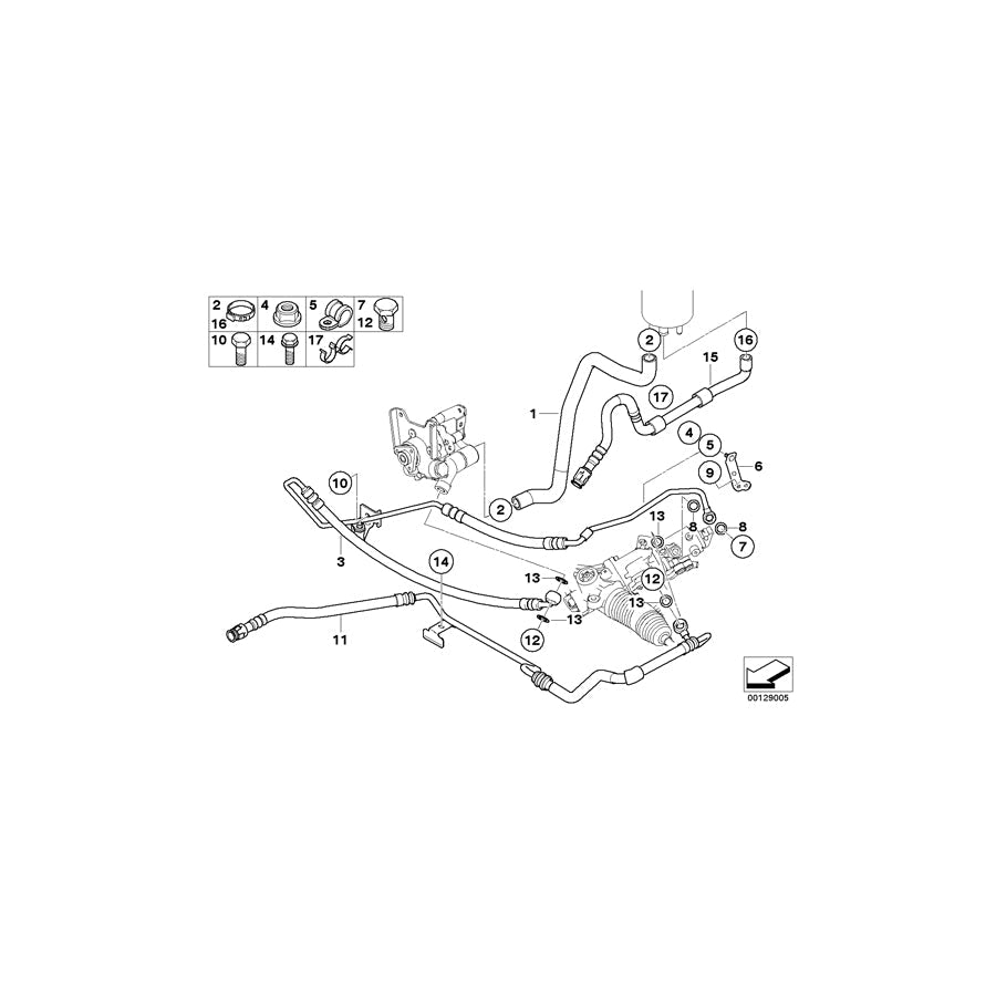 Genuine BMW 32416771744 E60 E61 Expansion Hose, Active Steering (Inc. 520i, 525i & 530i) | ML Performance US Car Parts