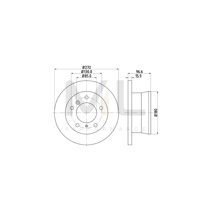 HELLA PRO 8DD 355 111-901 Brake Disc Solid, Coated, without wheel hub, without wheel studs