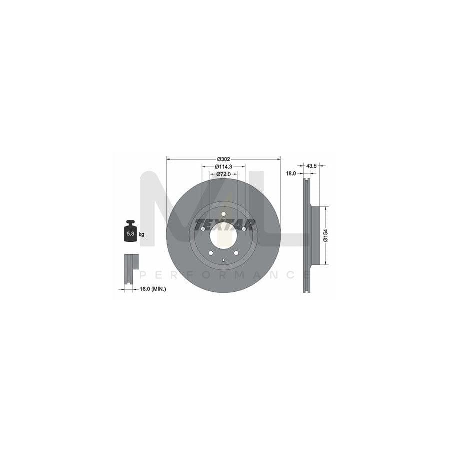 TEXTAR PRO 92174503 Brake Disc for MAZDA RX-8 (SE, FE) Internally Vented, Coated, without wheel hub, without wheel studs | ML Performance Car Parts