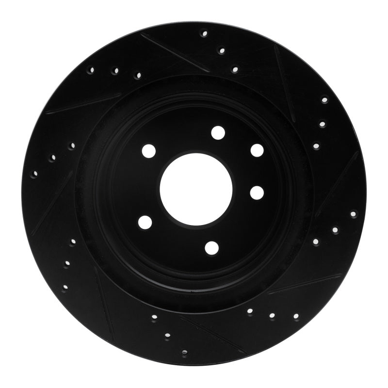 R1 Concepts R1 05-25 Infiniti EX37 Rear Left Drilled & Slotted Black Brake Rotor