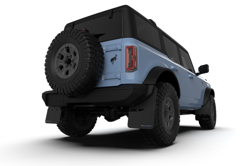 Rally Armor 21-25 Ford Bronco (Steel Bmpr + RB - NO Rptr/Sprt) Blk Mud Flap w/Cy Orange Logo