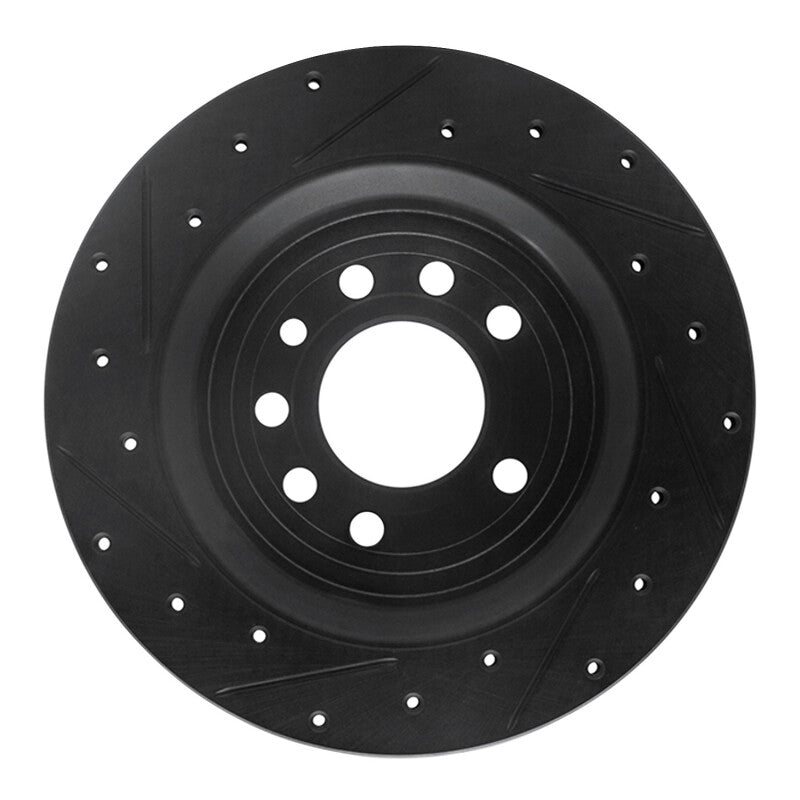 R1 Concepts R1 08-11 Saab 9-3 Rear Right Drilled & Slotted Black Brake Rotor