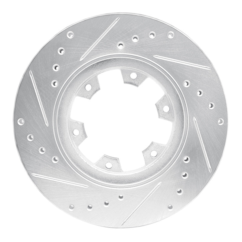 R1 Concepts R1 85-02 Nissan Pickup Hardbody Front Right Drilled & Slotted Silver Brake Rotor