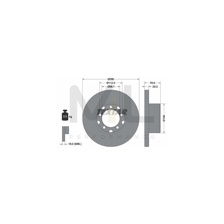 TEXTAR 93054600 Brake Disc suitable for MERCEDES-BENZ T2 Solid, without wheel hub, without wheel studs | ML Performance Car Parts