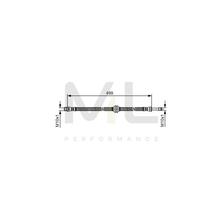BOSCH 1 987 481 A03 Brake Hose for VW CRAFTER 499mm, M10x1 | ML Performance Car Parts