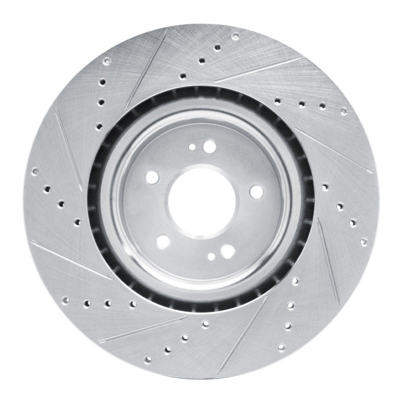 R1 Concepts R1 18-22 Genesis G70 Front Right Drilled & Slotted Silver Brake Rotor