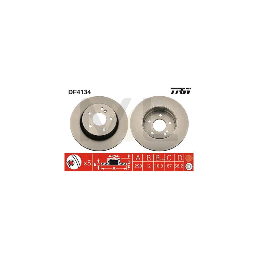 TRW DF4134 Brake Disc suitable for MERCEDES-BENZ E-Class Solid, Painted | ML Performance Car Parts