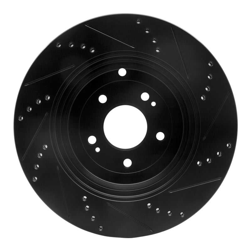 R1 Concepts R1 10-16 Hyundai Genesis Coupe Rear Left Drilled & Slotted Black Brake Rotor