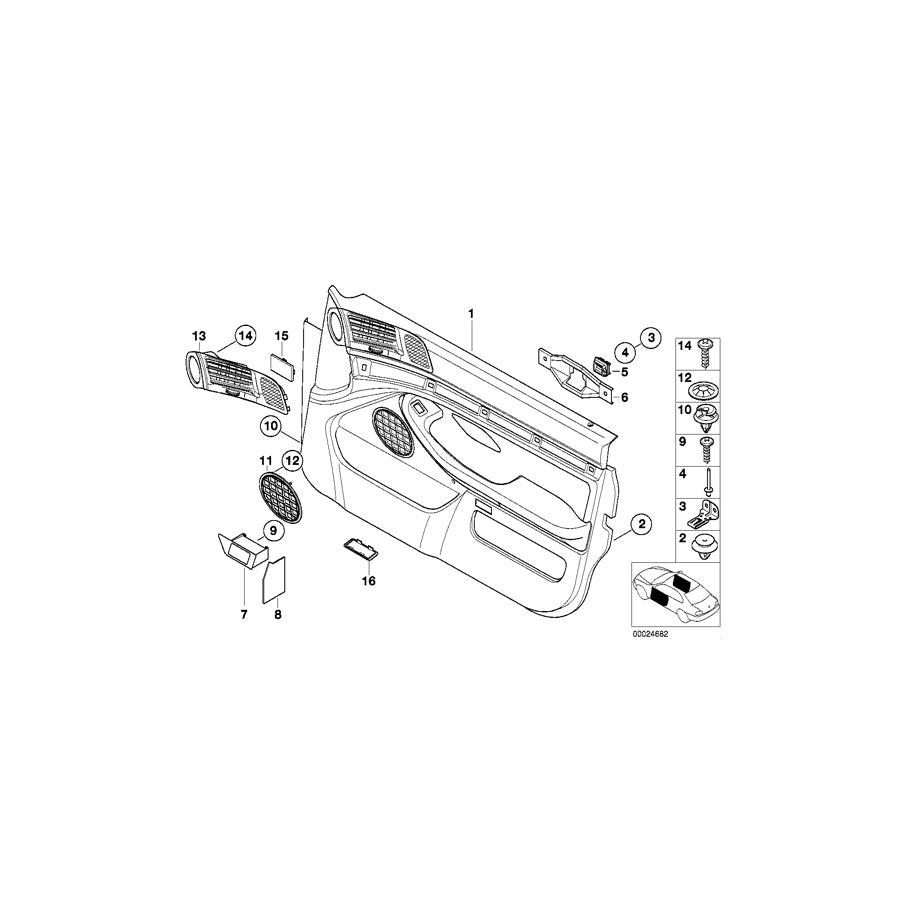 Genuine BMW 51412499344 E39 Door Trim Panel, Front Right SCHWARZ O5SW (Inc. M5) | ML Performance US Car Parts