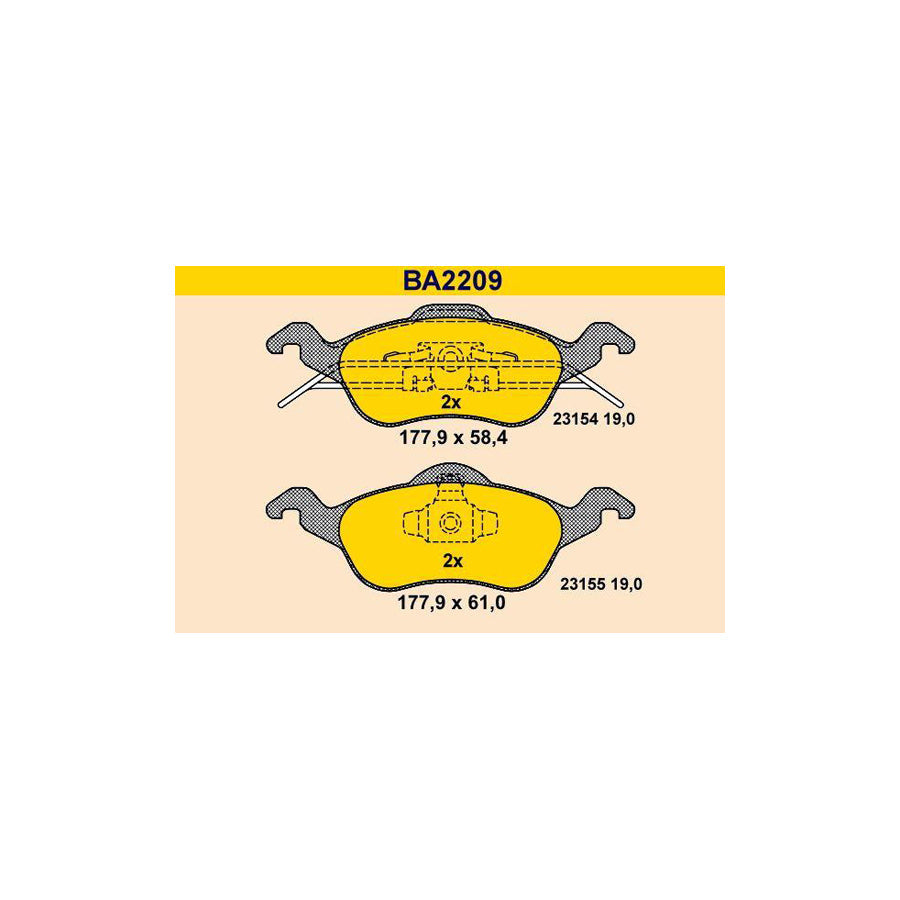 Barum Ba2209 Brake Pad Set for Ford Focus