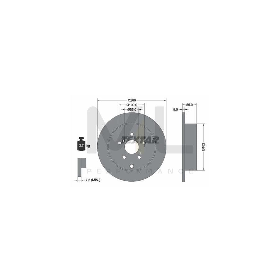 TEXTAR 92170400 Brake Disc Solid, without wheel hub, without wheel studs | ML Performance Car Parts
