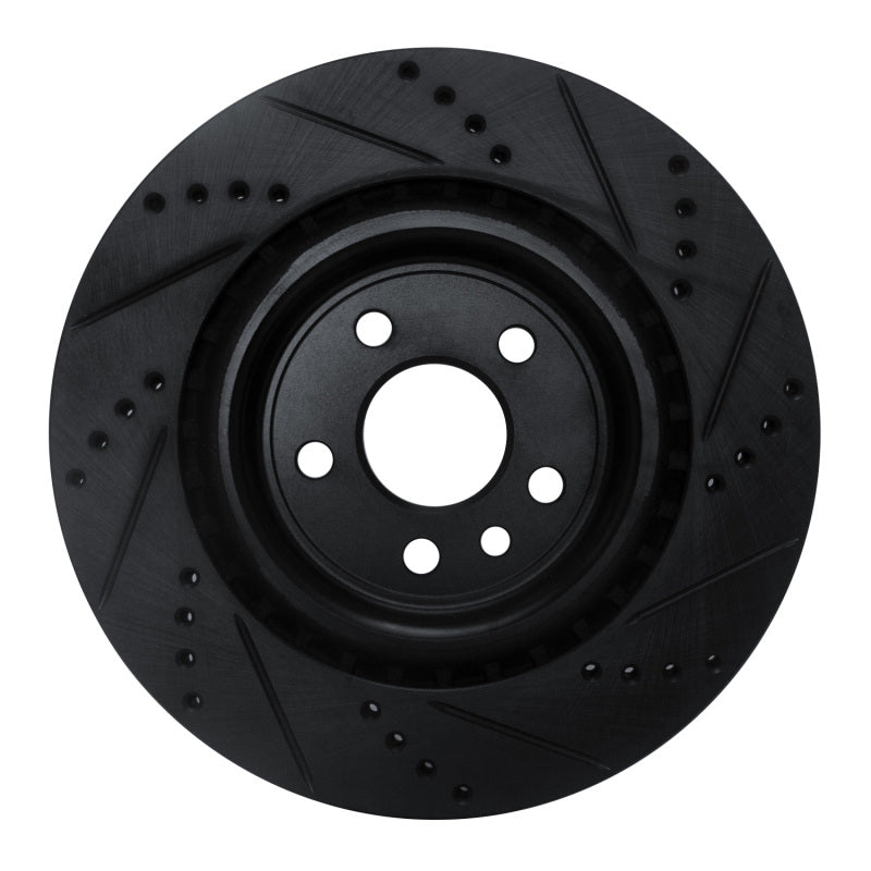 R1 Concepts R1 2017-2020 Jaguar I-Pace Rear Left Drilled & Slotted Black Brake Rotor