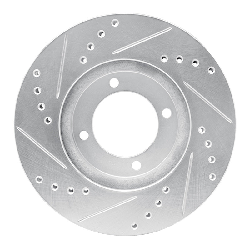 R1 Concepts R1 84-87 Toyota Cressida Front Right Drilled & Slotted Silver Brake Rotor