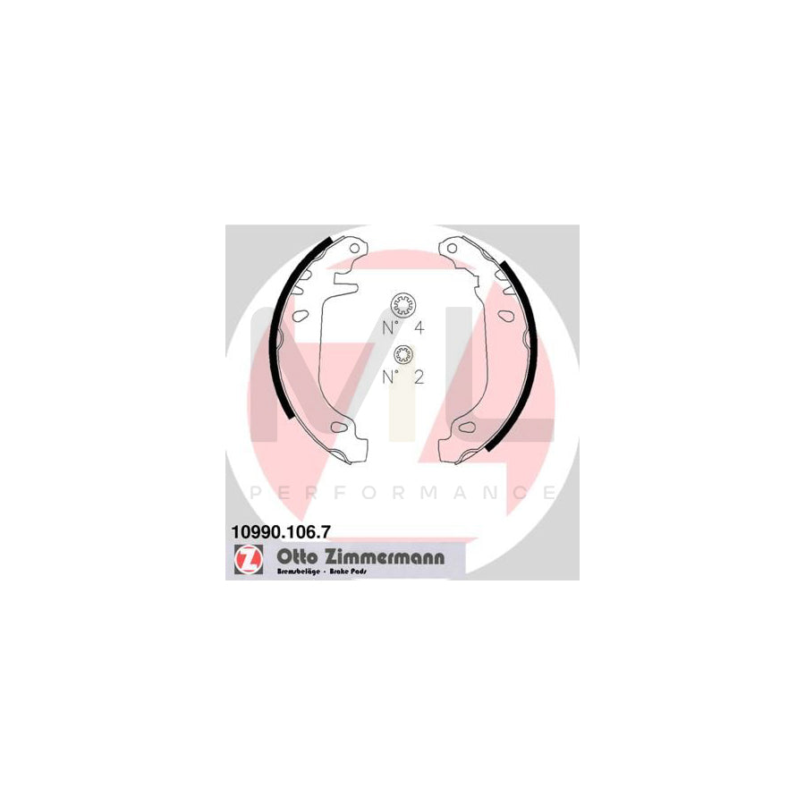 ZIMMERMANN 10990.106.7 Brake Shoe Set Photo corresponds to scope of supply