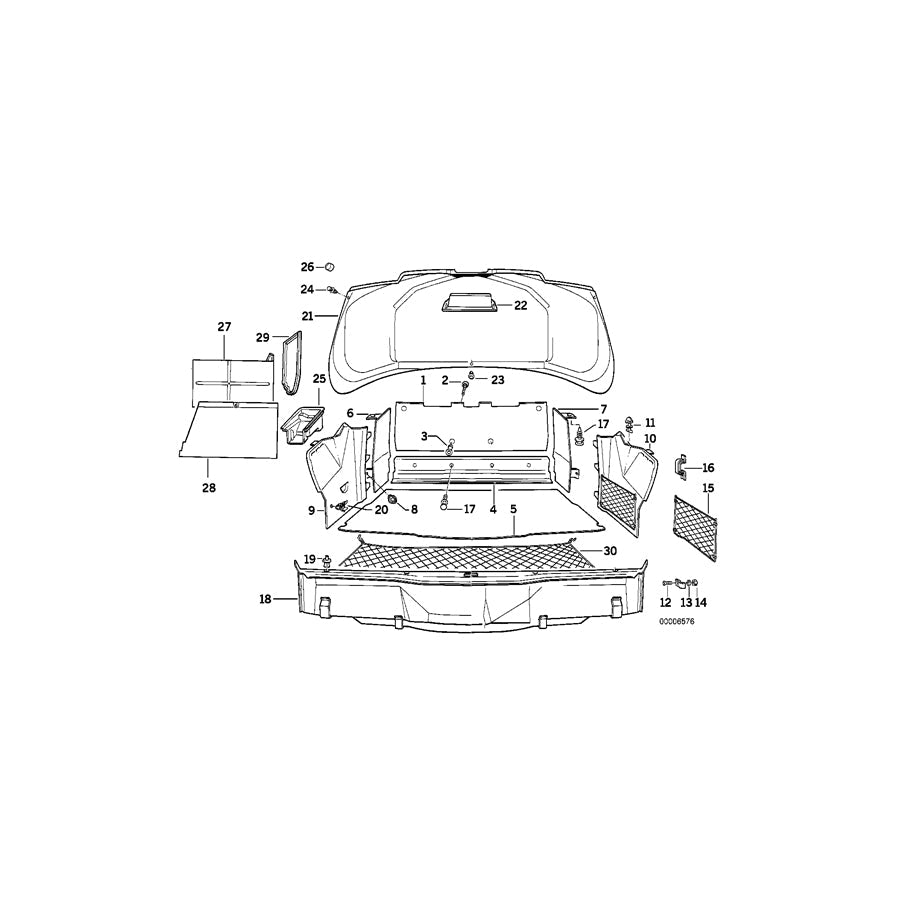 Genuine BMW 51438134953 E31 Panel Partition Trunk Left SILBERGRAU (Inc. 840i, 850Ci & 840Ci) | ML Performance US Car Parts