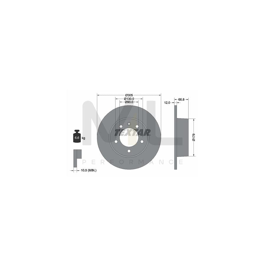 TEXTAR PRO 92111203 Brake Disc Solid, Coated, without wheel hub, without wheel studs | ML Performance Car Parts
