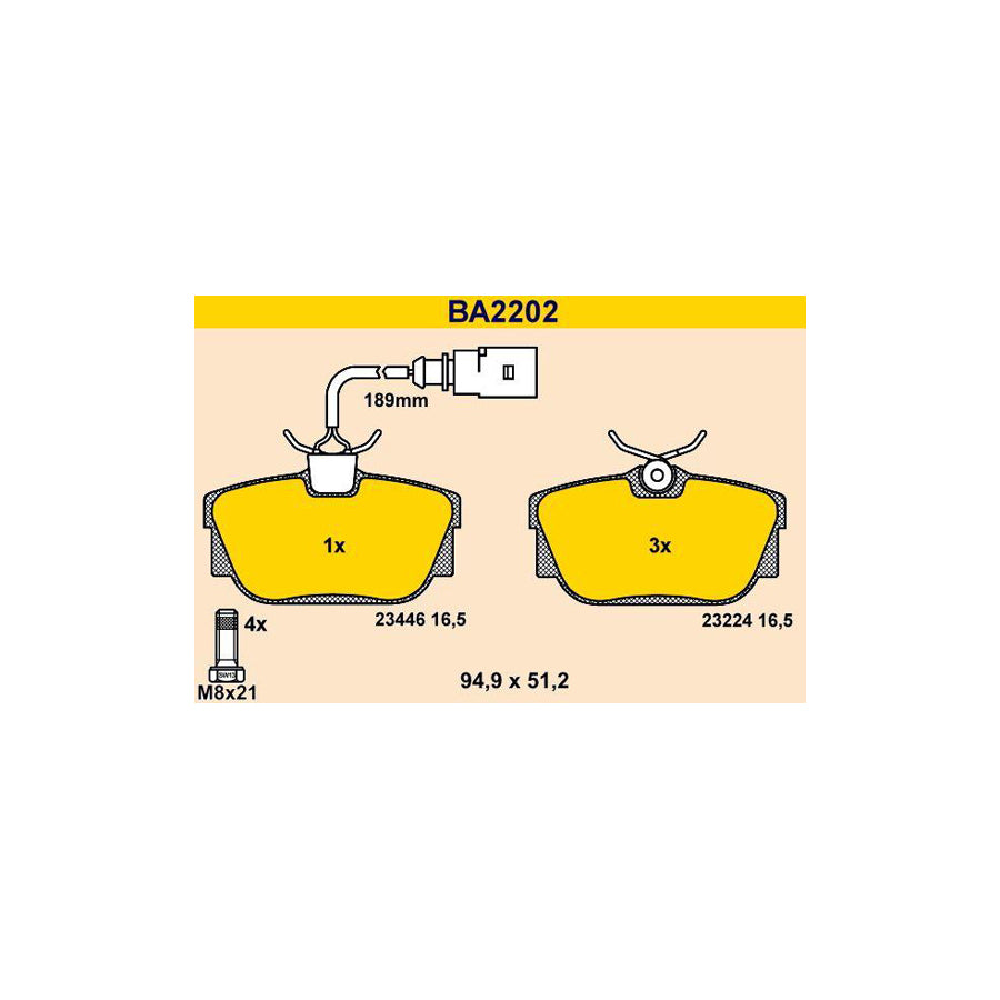 Barum Ba2202 Brake Pad Set for VW Transporter