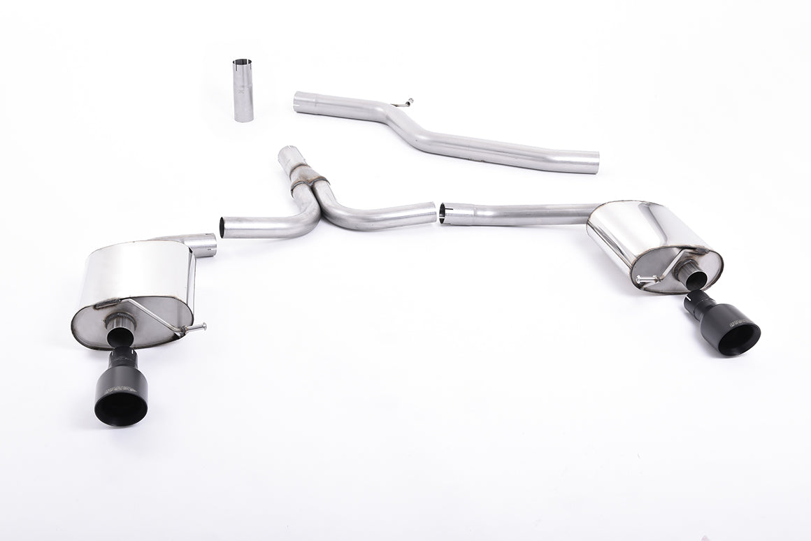 MillTek SSXAU438 Audi A4 Cat-Back Exhaust with Cerakote Black Dual Outlet