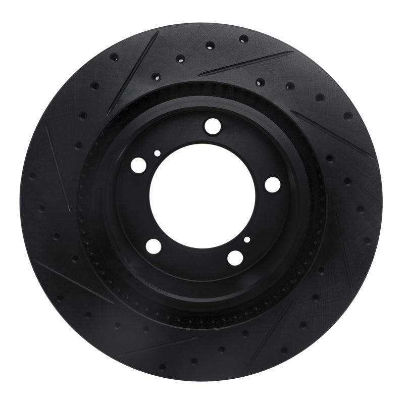 R1 Concepts R1 08-21 Lexus LX570 Front Right Drilled & Slotted Black Brake Rotor