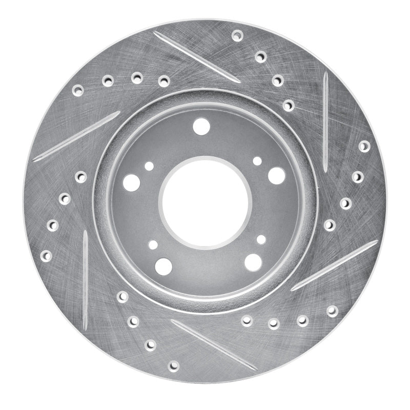 R1 Concepts R1 02-15 Acura RSX Front Left Drilled & Slotted Silver Brake Rotor