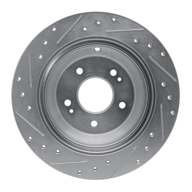 R1 Concepts R1 09-20 Genesis G80 Rear Right Drilled & Slotted Silver Brake Rotor