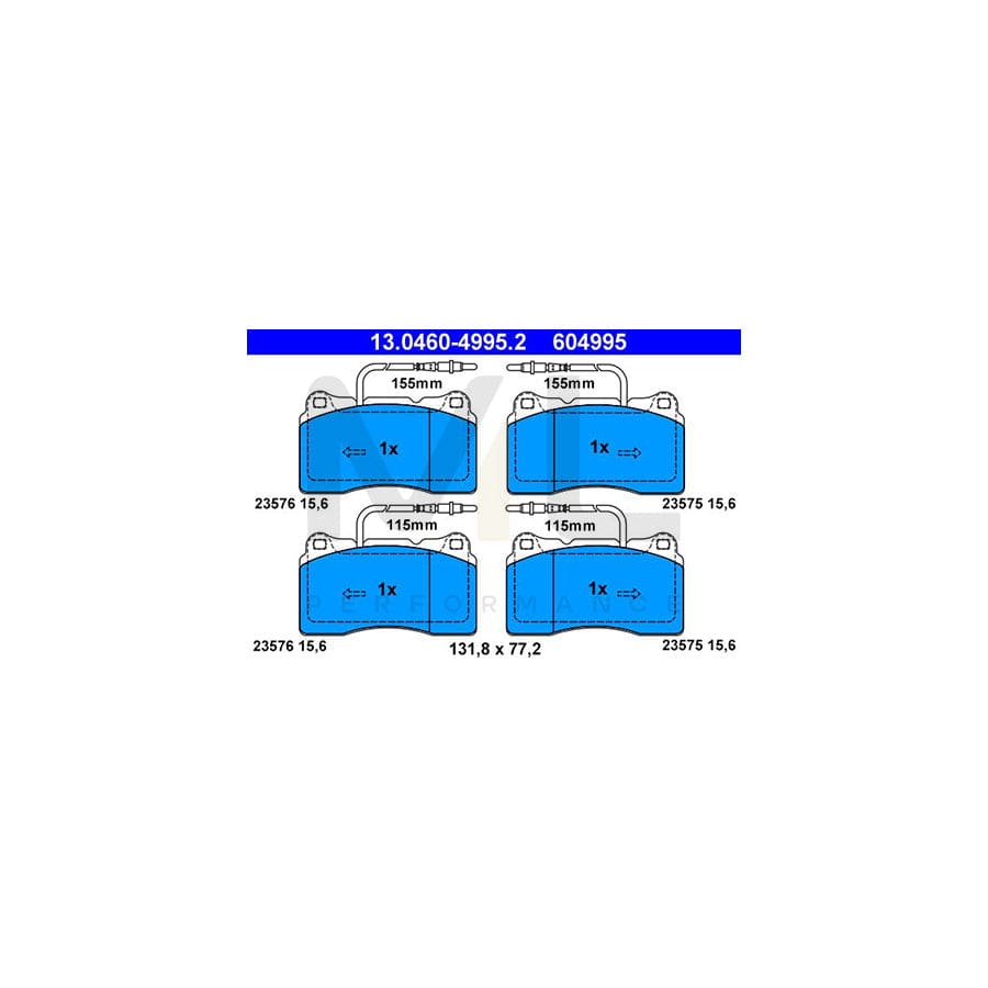 ATE 13.0460-4995.2 Brake pad set incl. wear warning contact
