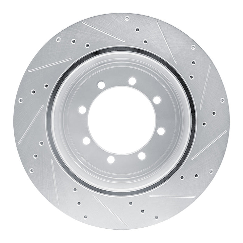 R1 Concepts R1 11-22 Ford F-450 Super Duty Rear Left Drilled & Slotted Silver Brake Rotor