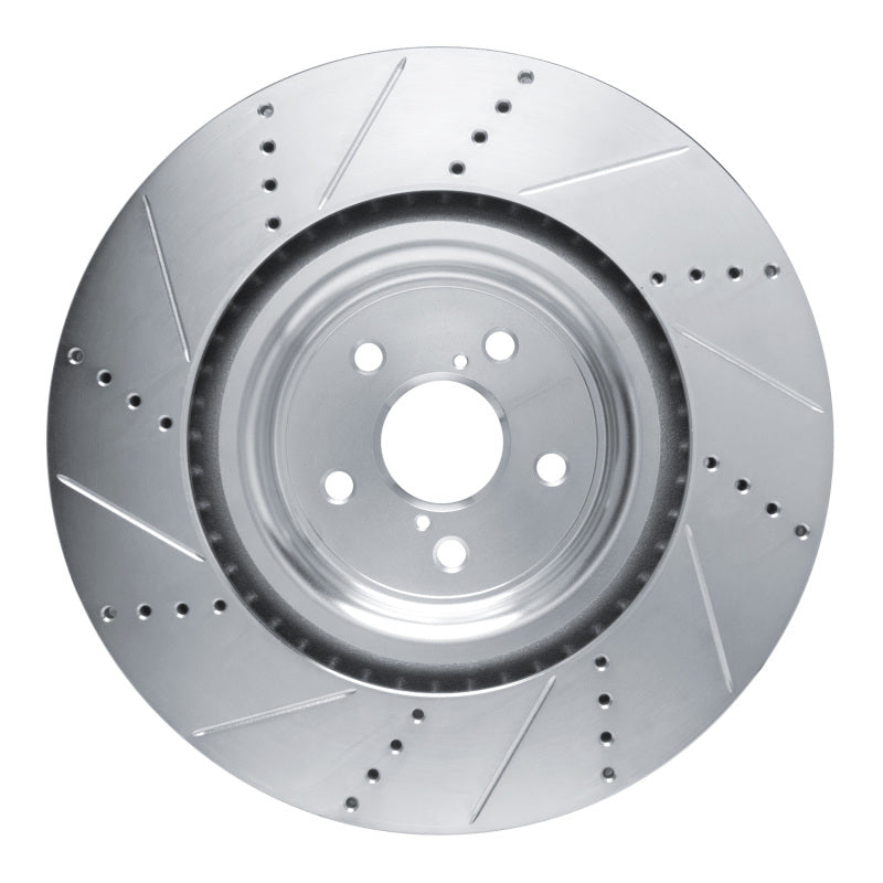 R1 Concepts R1 15-22 Lexus RC F Right Front Drilled & Slotted Silver Brake Rotor