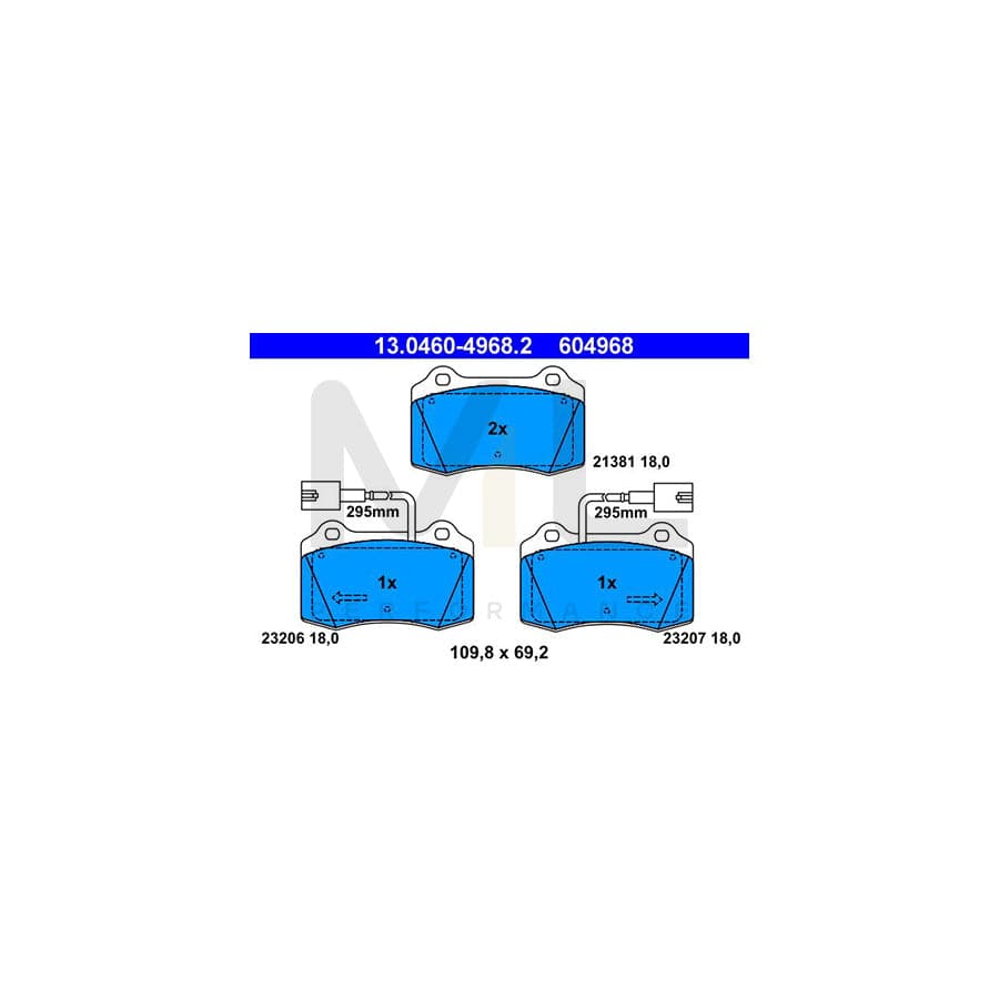 ATE 13.0460-4968.2 Brake pad set incl. wear warning contact